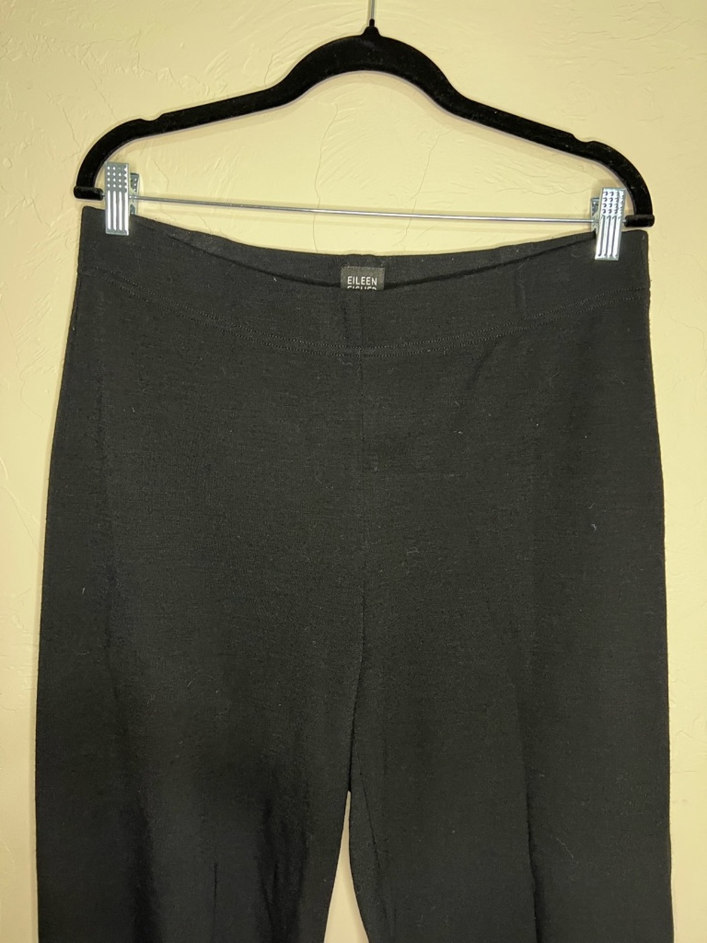 Eileen Fisher Lantern Viscose Wool Black Wide-Leg Pull-On Pants - Picture 5 of 9